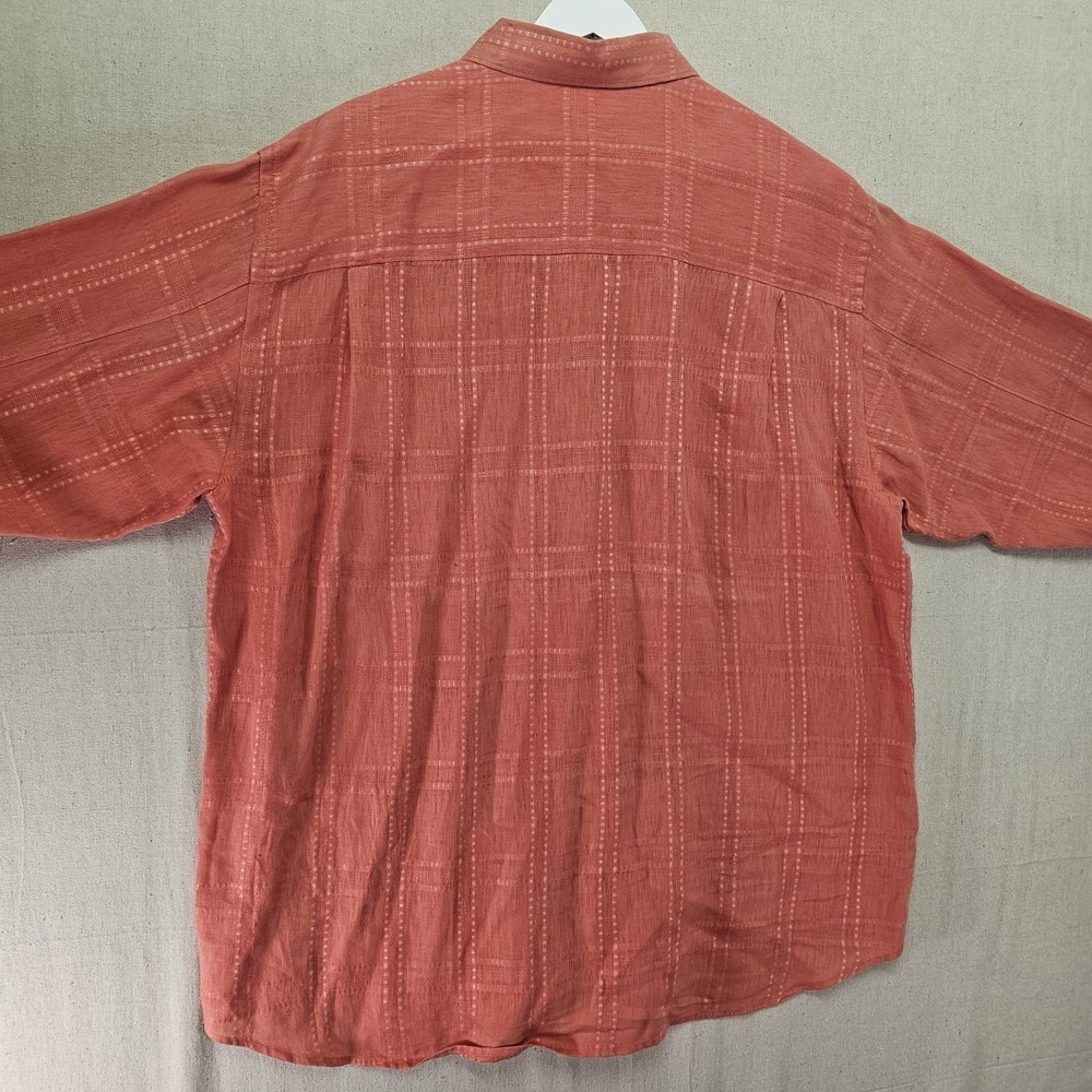 TOMMY BAHAMA Corsica Stitched Plaid Men's XL Orange Button Up 100% Linen T31947 - Picture 3 of 9